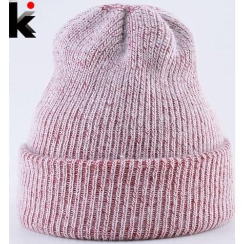Womens Knitted Wool Beanies Winter Rabbit Fur Knitting Hats For Women Double Layer Soft Skullies Caps Female Solid color Bonnet