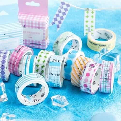 1.5cm*5m Simple Grids Series Cute Washi Tape Set DIY Notebook Scrapbook Masking Tape School Supplies Stationery