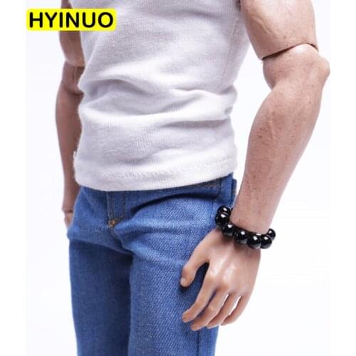 1/6 Scale Black Onyx Beads Bracelet Man Fashion Beaded Bracelet Male Gangster Playing Toy for 12" Action Figure Body Accessory