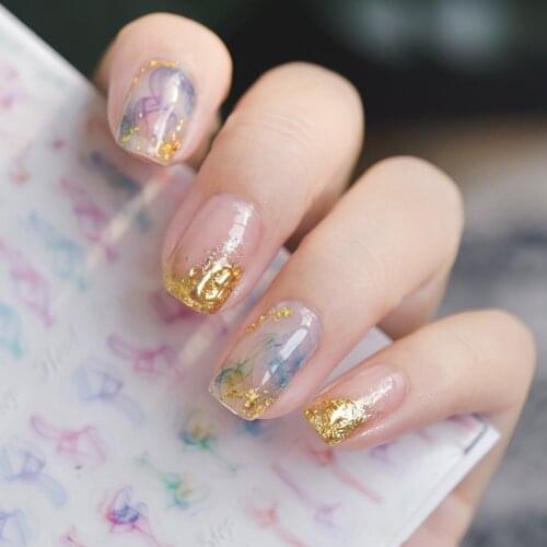1 Sheet Watercolor Spring Smoke 3D Adhesive Nail Art Sticker 5D Embossed Reliefs Nail Decorations Decals Wholesale Drop Shipping