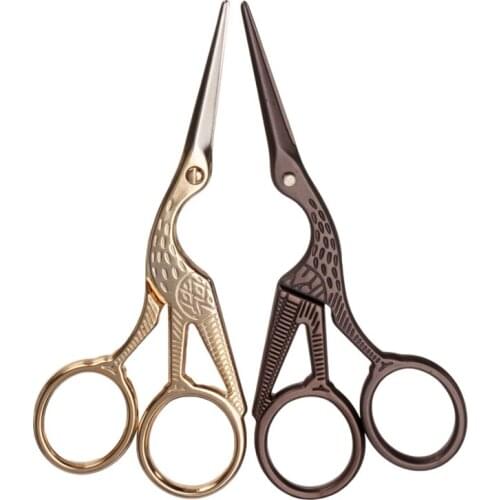 1x Golden Stork Model Embroidery Sewing Trimming Dressmaking Craft Shears Cross Stitch Carbon Steel Vintage Scissors DIY Tool