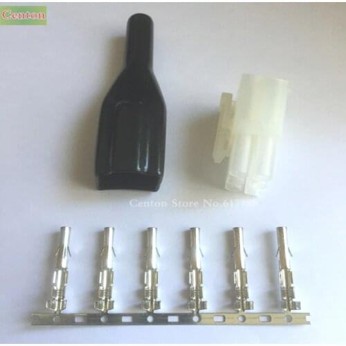 10pcs 6p 6 Pin Short Wave Radio Power Socket Cable Cord Connector Plug W/Sleeve For Yaesu FT-857D FT-89D IC-725A Radio