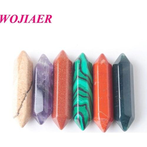 Natural Gem Stones No Drilled Hole Hexagonal Healing Pointed Bead for Men DIY Handcrafted Jewelry Making Ring 10PCS PBU818