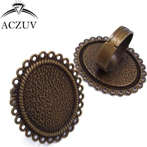 100pcs Antique Bronze 18x25mm Adjustable Ring Blank inner Bezel Setting Base Tray for Cameo Cabochons TJZT004