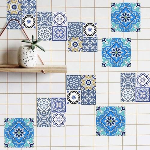 20 Pieces Mosaic Wall Tiles Stickers Waterproof Vinyl Mural Toilet Tile Decals for Kitchen Bathroom Wall Window