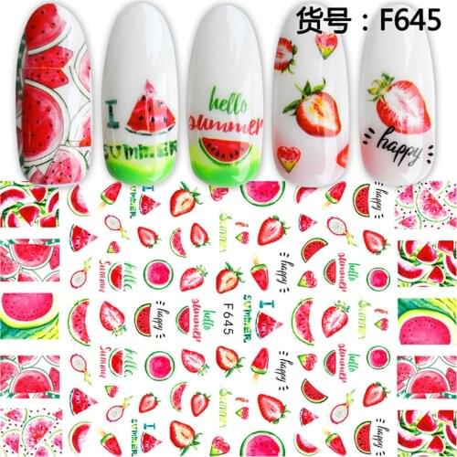 2020new! 3D Animals Flowers Leaf Fruits Stickers Cake Summer Sea Shell Designs Nail Sticker Nail Art Tattoo Manicure Decorations