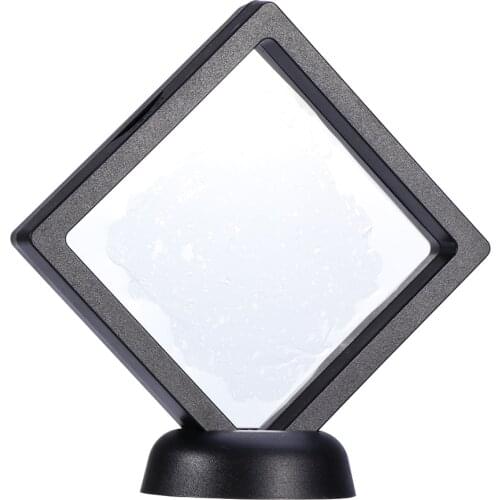 PIXNOR 9x9cm 3D Floating Frame Jewelry Display Show Case Coin Box Jewellery Organization Shadow Box with Round Base