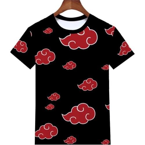 Anime Ninja Animation Sharingan Short sleeve Cloud Cosplay Crew neck Shirt