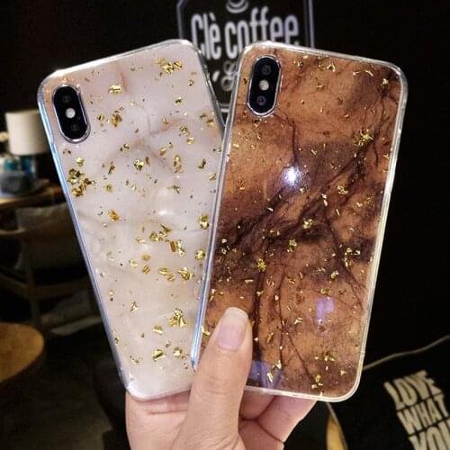 WU JUNZE Phone Case For iPhone 11 6 6s 7 8 Plus X XR XS Max Luxury Bling Gold Foil Marble Glitter Soft TPU For iPhone 11 Pro Max