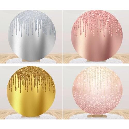 Pink Grey Gold Photo Background Birthday Party Decorations Round Photography Backdrops Covers Photocall Baby Shower YY-849