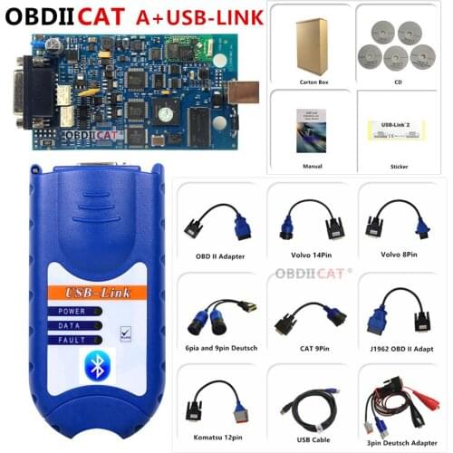 A+ USB Link Bluetooth-compatible Link 2 Diesel Truck Diagnostic Tool 125032 Linked Truck V9.6.0.2 For Heavy Duty Truck Scanner