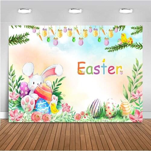 Easter egg birthday rabbit backdrop for photography spring view background for photo booth studio Newborn baby shower bunny prop