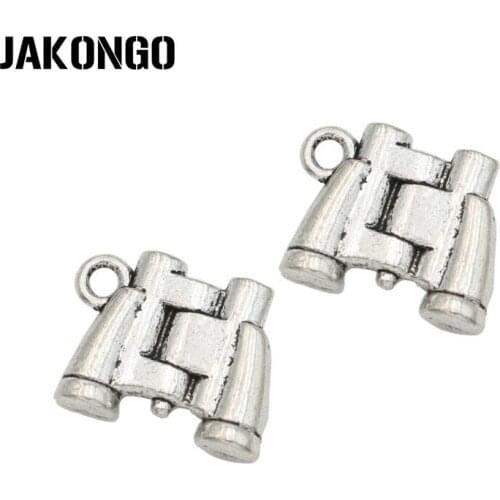 JAKONGO Antique Silver Plated Telescope Charms Pendant for Jewelry Making Earrings Bracelet Accessories DIY 13x15mm 15PCS/lot