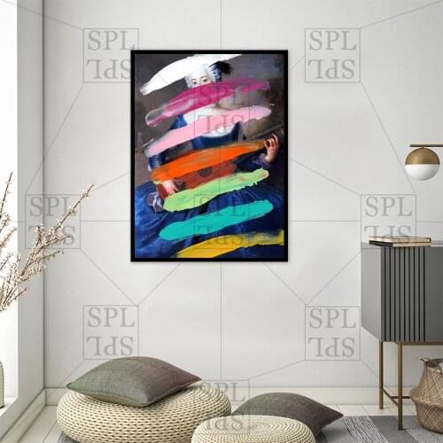 Characters Retro Canvas Painting Oil Painting Color Brushes Wall Pictures for Living Room Home Decoration Art Posters and Prints