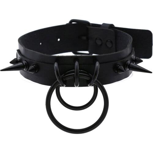 Harajuku Punk Choker Rivet Buckle Spike Collar Necklace Black Mens Womens chocker girls Gothic Jewelry halloween club party