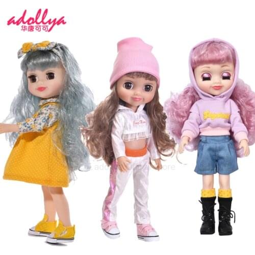 Adollya 38cm Doll for Girl Blink Big Eyes Headwear Ball-Jointed Doll Toys Full Set Clothes Shoes Dolls for Girls