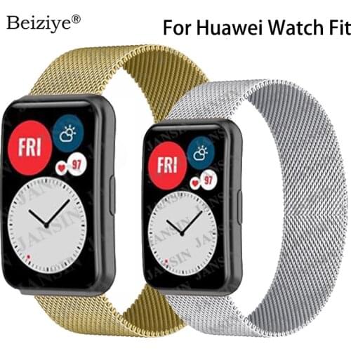Milanese Loop Stainless Steel Strap For Huawei Watch Fit Metal Watchband for huawei watch fit Magnetic Loop Bracelet Accessories