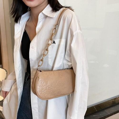 Fashion Exquisite Retro Casual Shoulder Leather Chain Splicing Printing Solid Color Women Hand Bag 2021 XM1629