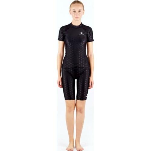 Women Men Two Pieces Professional Swim T-Shirt+Trunks Anti-UV Quick Dry Spandex Surfing Beach Bathing Beach Swim Diving Shorts