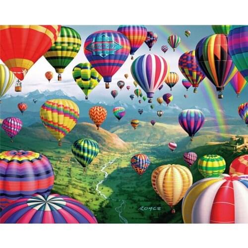 Hot Air Balloon Scenery Paint By Numbers for Adults Hand Painted Drawing Canvas DIY Oil Coloring Painting Pictures