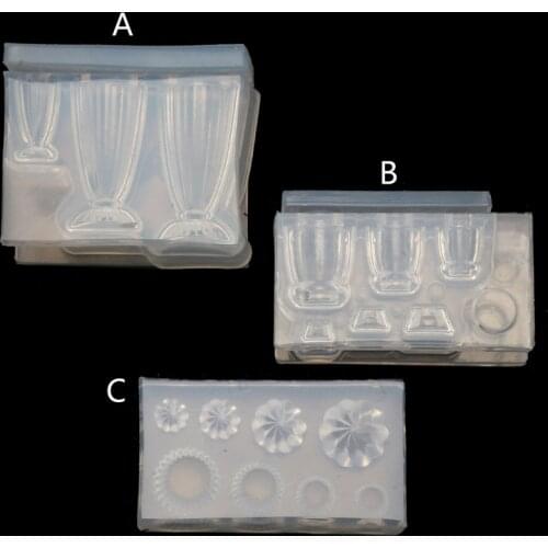 3D Small Glass Bottle Resin Mold Drink Bottle Jar Goblet Cup Simulated Food Mini Cake Cup Silicone Resin Mold Craft Tool