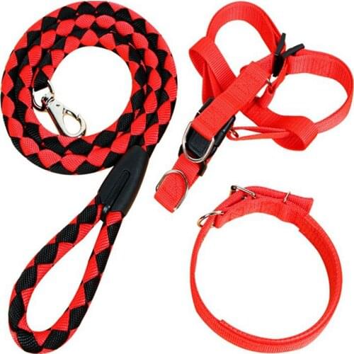 Nylon Pet Leashes Collars Harnesses for Small Large Dogs 1.5m Braided Dog Leash Puppy Adjustable Collar Harness Pets Products