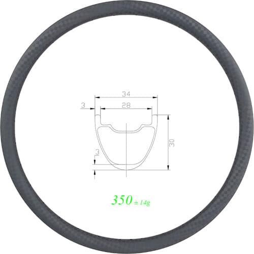 350g 29er MTB XC 34mm tubeless carbon rim 30mm deep 24 28 32 Holes UD 3K 12K 3K twill matte glossy 29in clincher hookless wheel