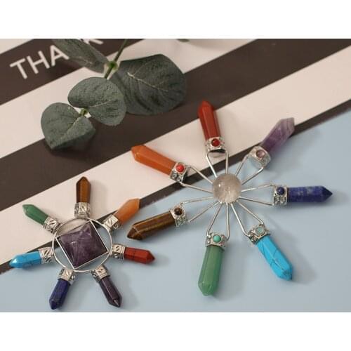 Natural Pyramid Crystal Energy Generator Chakra healing stone seven directions Amethyst Reiki healing Meditation Gift