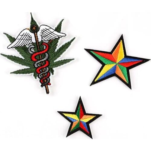 Rainbow Star Patches for Clothing Embroidered Sewing Applique Iron on Wings Arrow Fabric Badge New DIY Apparel Accessories Decor