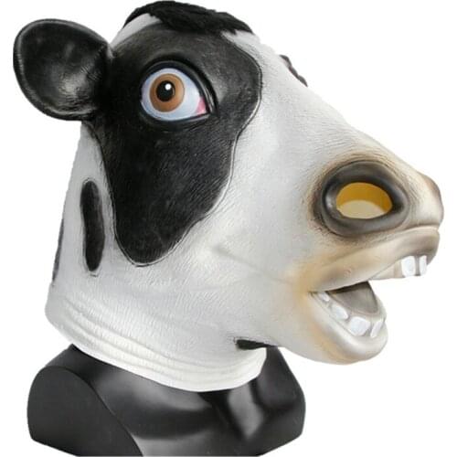 Realistic Cow Latex Mask Halloween Farm Animal Fancy Dress Party Prop Cosplay Headgear