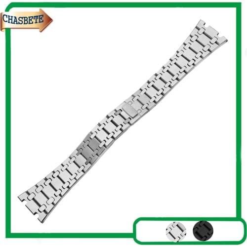 Stainless Steel Watch Band For AP Watchband 23mm Men Women Butterfly Clasp Metal Strap Belt Wrist Loop Bracelet Silver