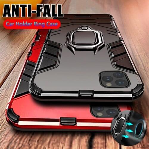 Luxury armored shockproof phone case for iPhone 11 11Pro XS MAX X XR 7 8 6 6S Plus soft TPU case hard PC cover With Holder Ring