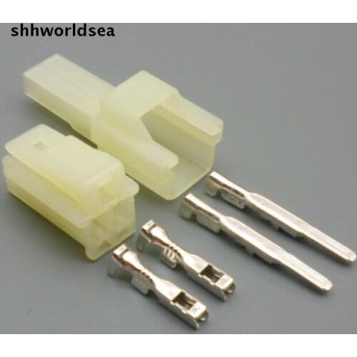 Shhworldsea 2 pin car electrical wire connector plug motorcycle 2 Way male and female plug socket 6090-1031 6090-1001