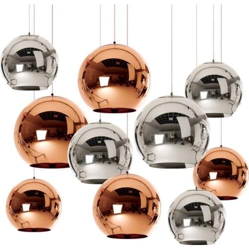 Modern E27 Hanging Ceiling Lamp Electroplated Glass Ball Pendant Lights Industrial Pendant Lamps Dining Room Kitchen Loft Decor