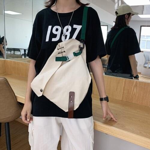 2021 new messenger bag mens tide brand canvas bag simple casual personality boys shoulder bag large capacity mens chest bag