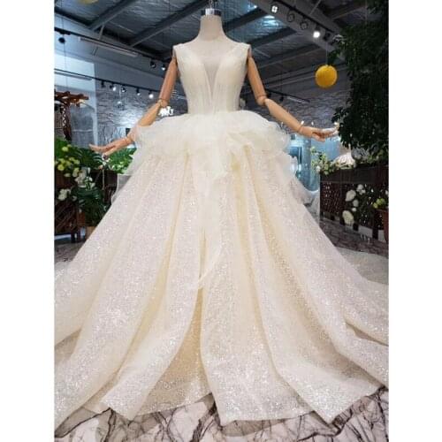BGW HT42823 Open Back Sleeveless Wedding Dress With Wedding Veil Tassel Backless V-neck Bridal Dress Wedding Gown With Peplum