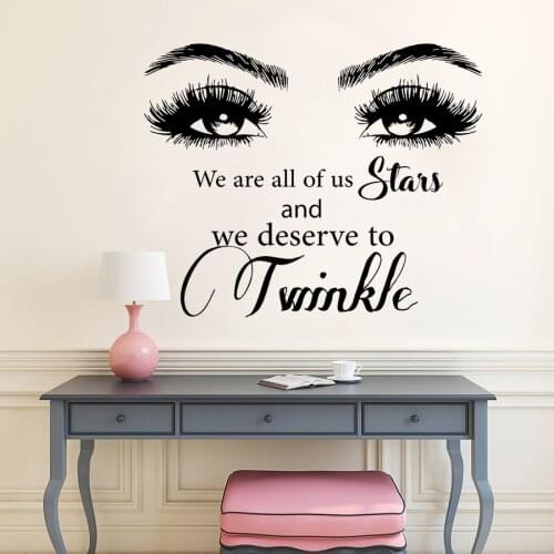 Eyelashes Eyebrows Wall Stickers Beauty Salon Quote Wall Vinyl Decals Twinkle Eyes Window Stickers Beauty Salon Decoration AZ018