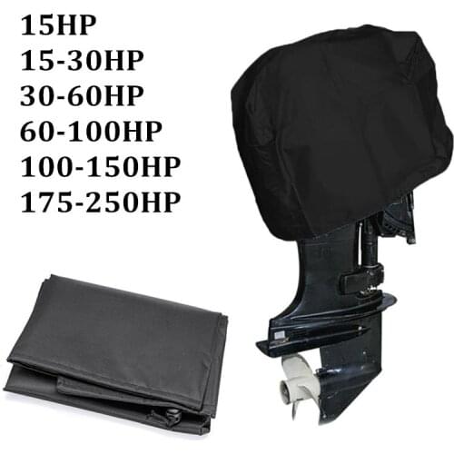 15-250HP Oxford Waterproof Yacht Half Outboard Motor Engine Boat Cover Anti UV Dustproof Cover Marine Engine Protector Black
