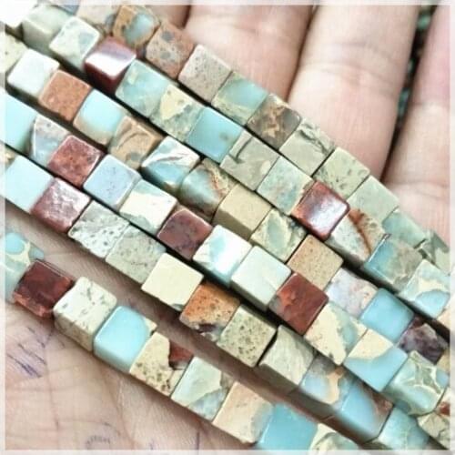 Nature gem stone strings cubic square shape nature colors size 4mm 6mm for charms women bracelets making beads accessories