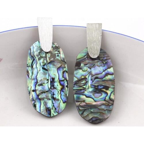 ZWPON Fashion Oval Abalone Shell Drop Earrings Geometric Trendy Brand KS Abalone Drop Earrings for Woman Jewelry