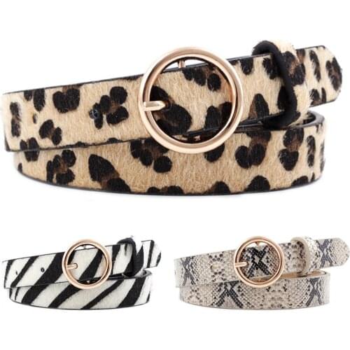 2019 New Fashion Leopard Belt Women Snake Zebra Leopard Print Waist Belt PU Leather Gold Ring Buckle Belts For Ladies Female