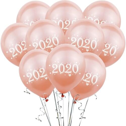 10PCS 2020 Balloons Rose Gold Red Green Number Latex Balloons Happy New Year Balloon Merry Christmas New Year Eve Party Decor