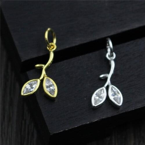 100% 925 Sterling Silver Tree Leaf Zircon Charms Exquisite Silver Decoration Pendants DIY Fine Earrings Necklace Jewelry Making