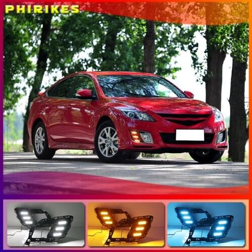 2pcs LED DRL Daytime Running Light Daylight headlight fog lamp cover car-Styling for Mazda 6 Mazda6 2008 2009 2010