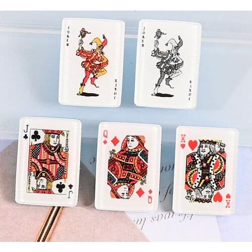 50pcs 5 Styles Mix Miniature Poker Flatback Planar Resin Cabochon DIY Craft Embellishments for Phone Case Decoration Accessories