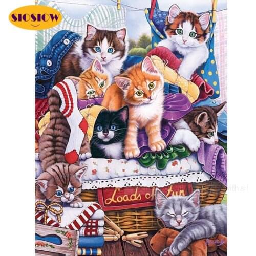 5D Diamond Painting Cartoon Cats Animal Mosaic Cross-stitch Full Square Drill Daimond Embroidery Decor Home Art Craft DIY Gifts