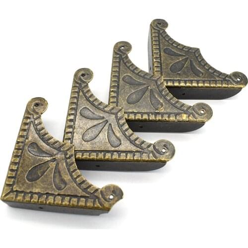 56mm Antique Bronze Vintage Box Corner Protector Triangle Metal Box Decorative Edge Safety Guard for Table Suitcase - 8pcs