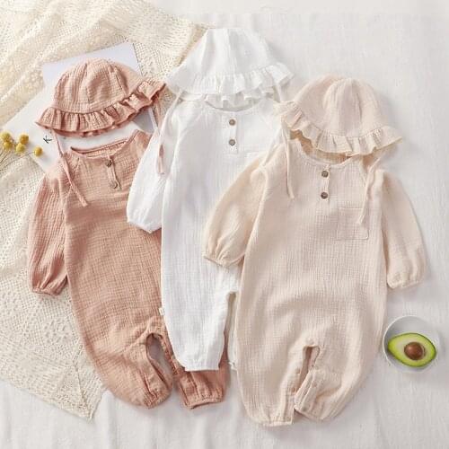 Girls Baby Clothing New Spring Bodysuit for Newborn Baby Girls 3 6 9 12 Months Cotton Bodysuit & Hat Kids Outfits Baby Bodysuit