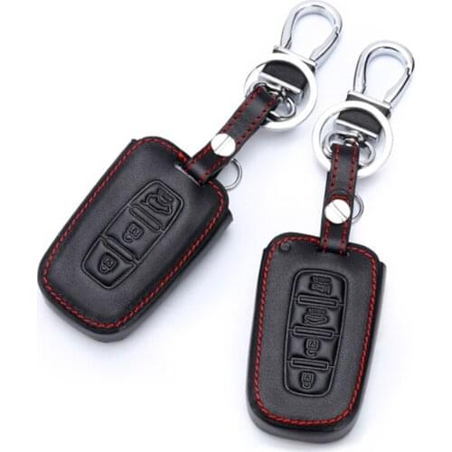 3/4 Button Genuine Leather Car Key Case Cover for Kia Rio QL Sportage Ceed Cerato Sorento K2 K3 K4 K5 Fin Key Chain Car Key Case