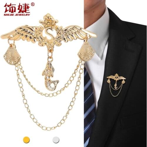 European and American Fashion Retro Tassel Crown S Mermaid Corsage Angel Wings Wings Brooch Pin Cardigan Pin G19